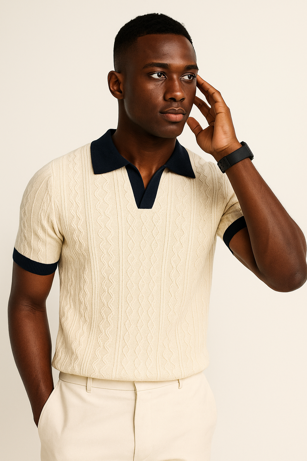 Indigo Urban “Textured Knit Polo” Shirt